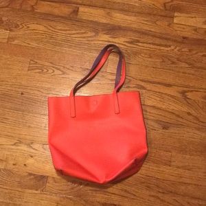 Red and purple reversible tote